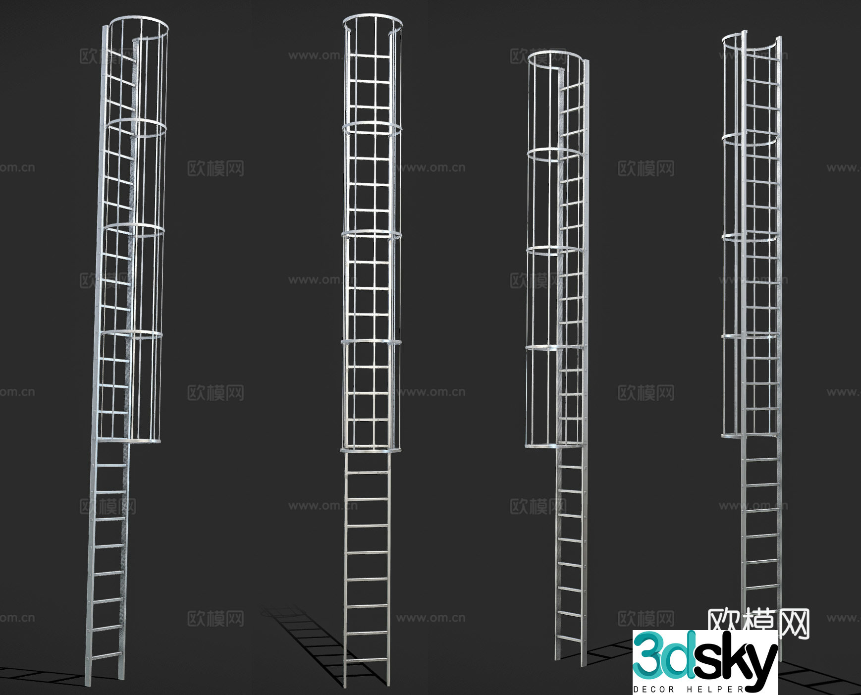 Modern high-rise top floor stairs Roof metal stairs Top floor metal antimony Roof repair metal antimony 3D model