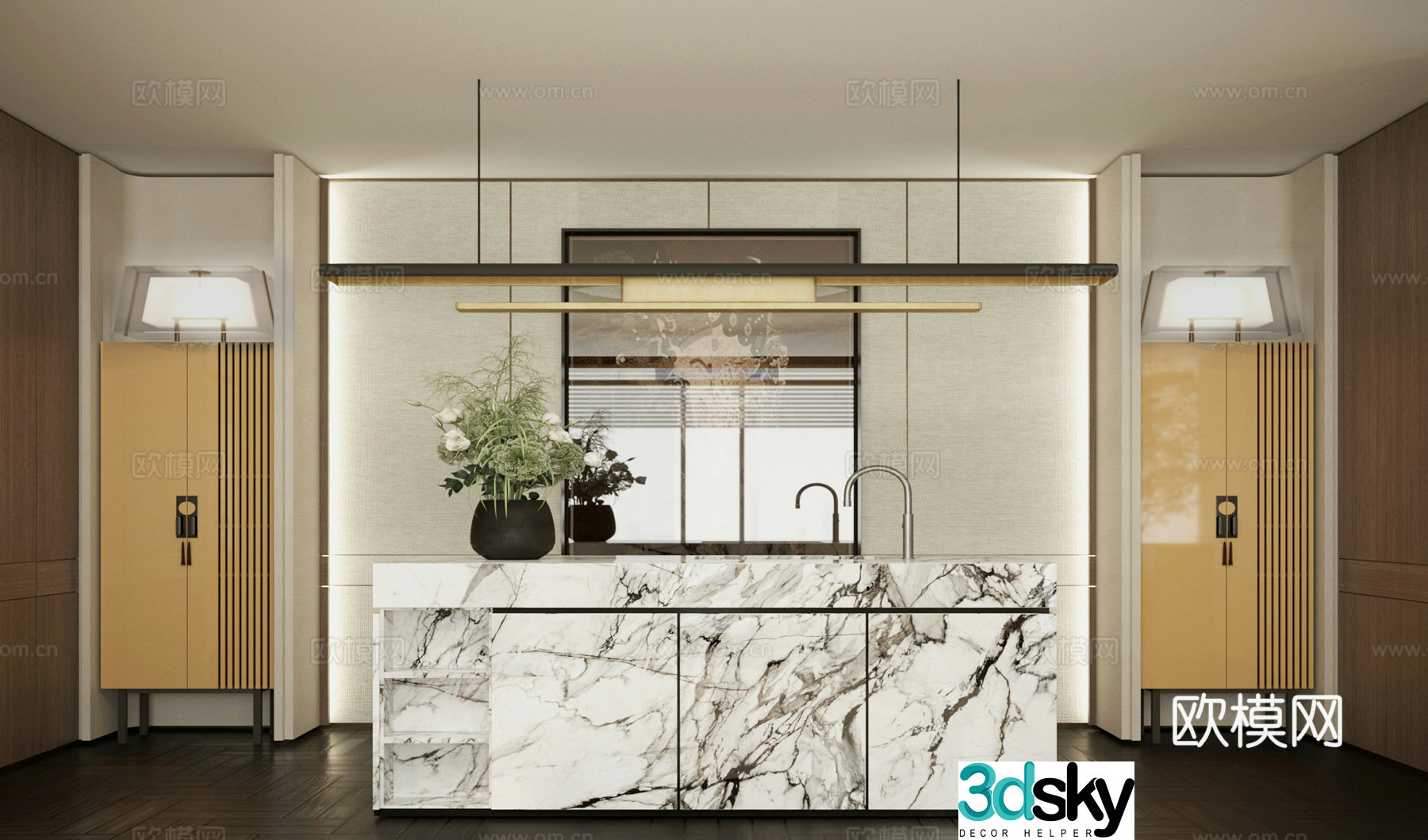 Hotel reception desk Sales office water bar 3D model