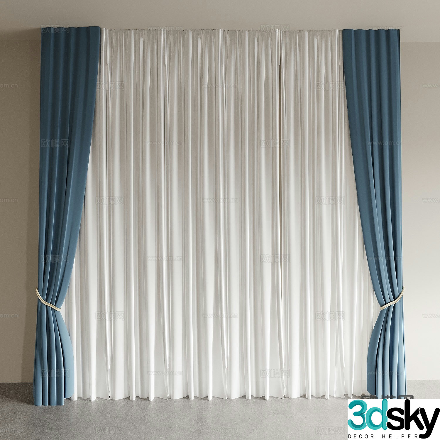 Curtains Roman curtains gauze curtains Living room curtains Bedroom curtains Study curtains 3D model