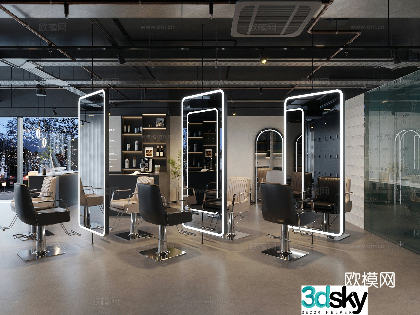 Modern barber shop Hairdressing shop 3d model