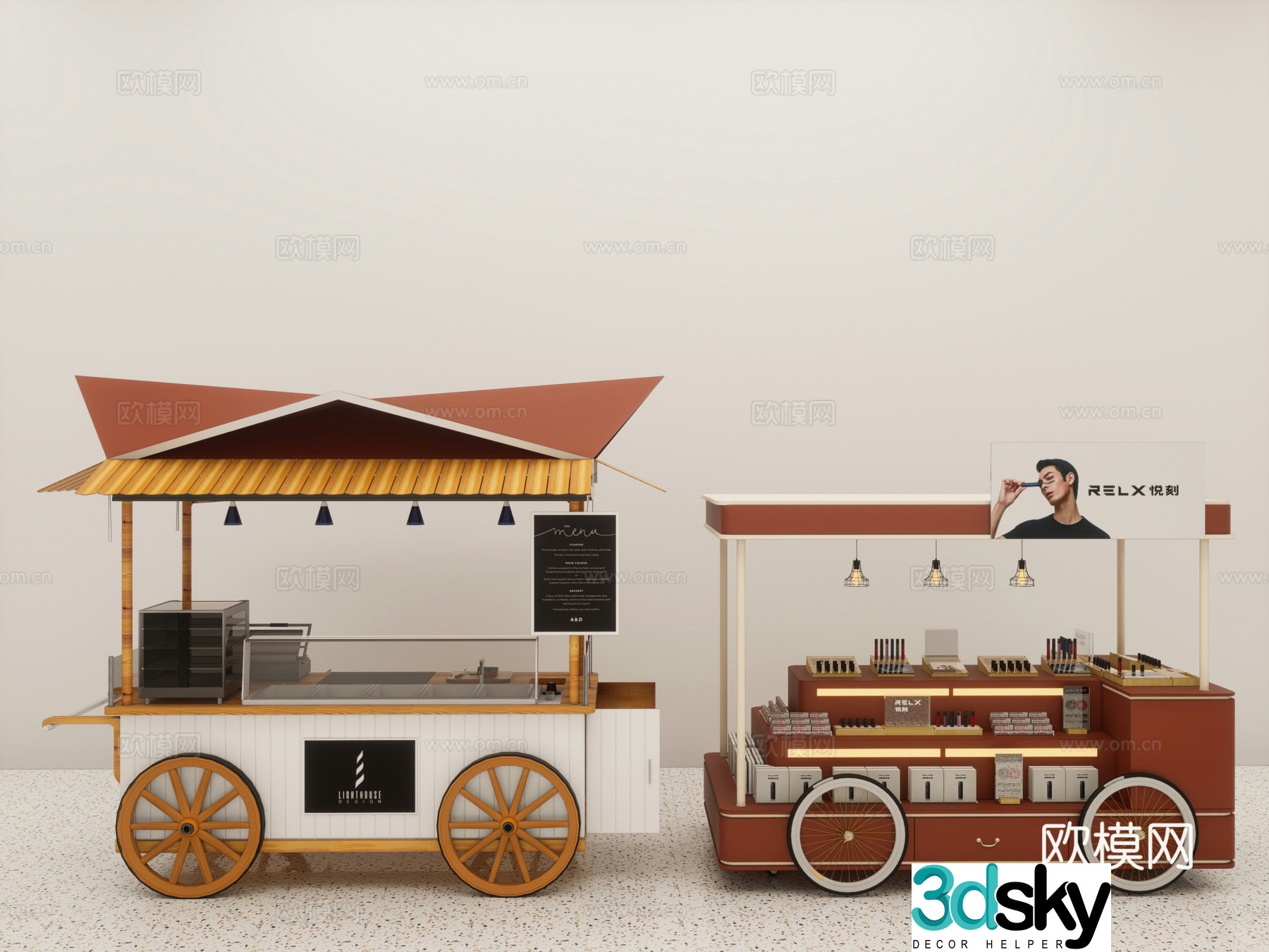 Modern mobile sales car sales cart stall cart snack cart fast food cart 3d model