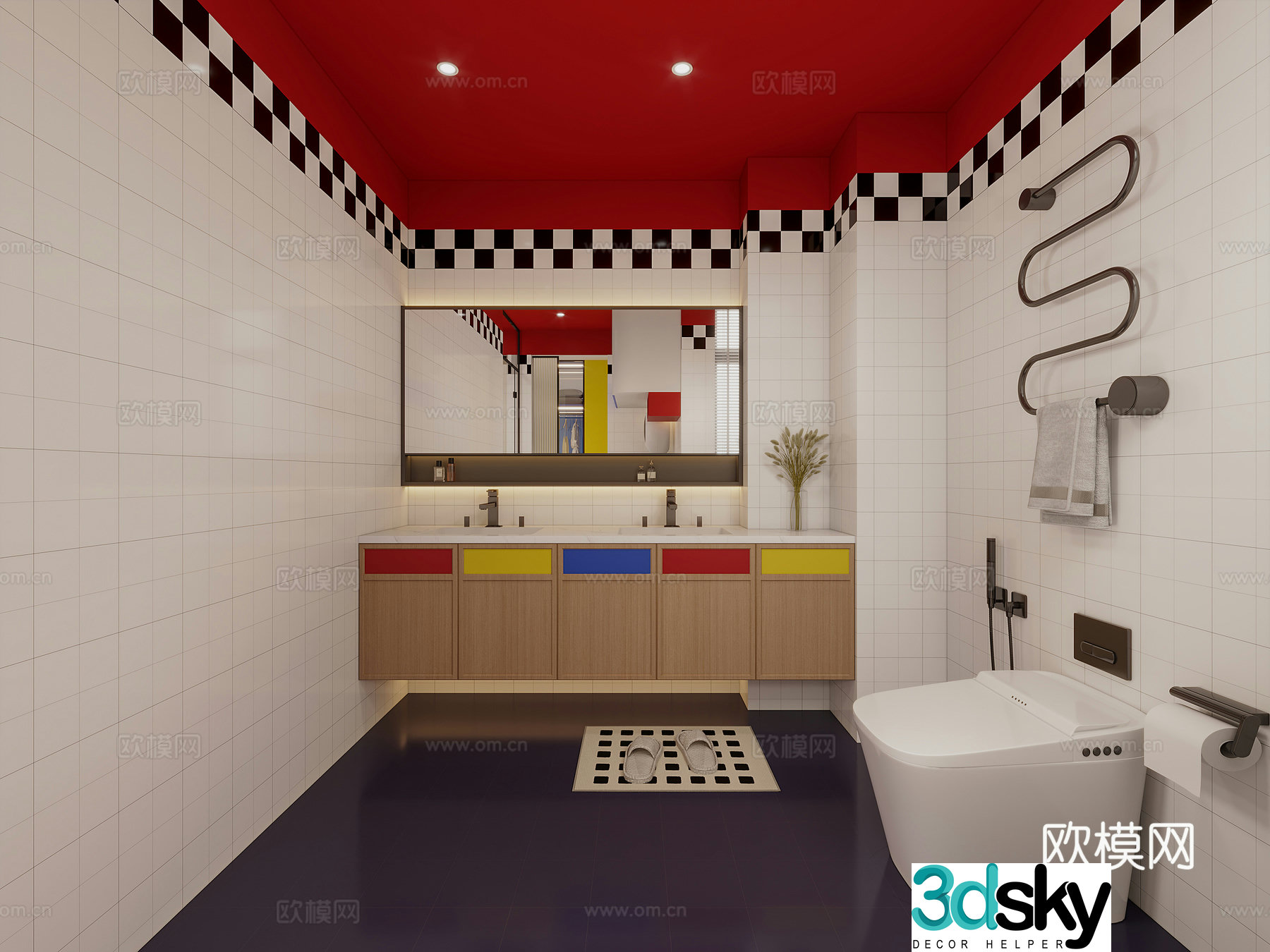 Memphis bathroom 3d model