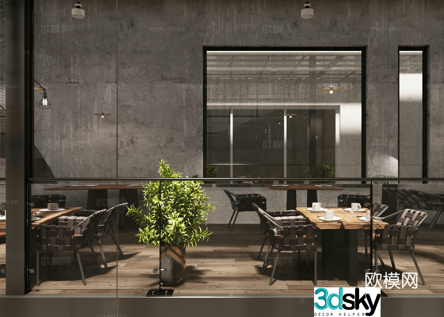 Industrial style western restaurant 3D model