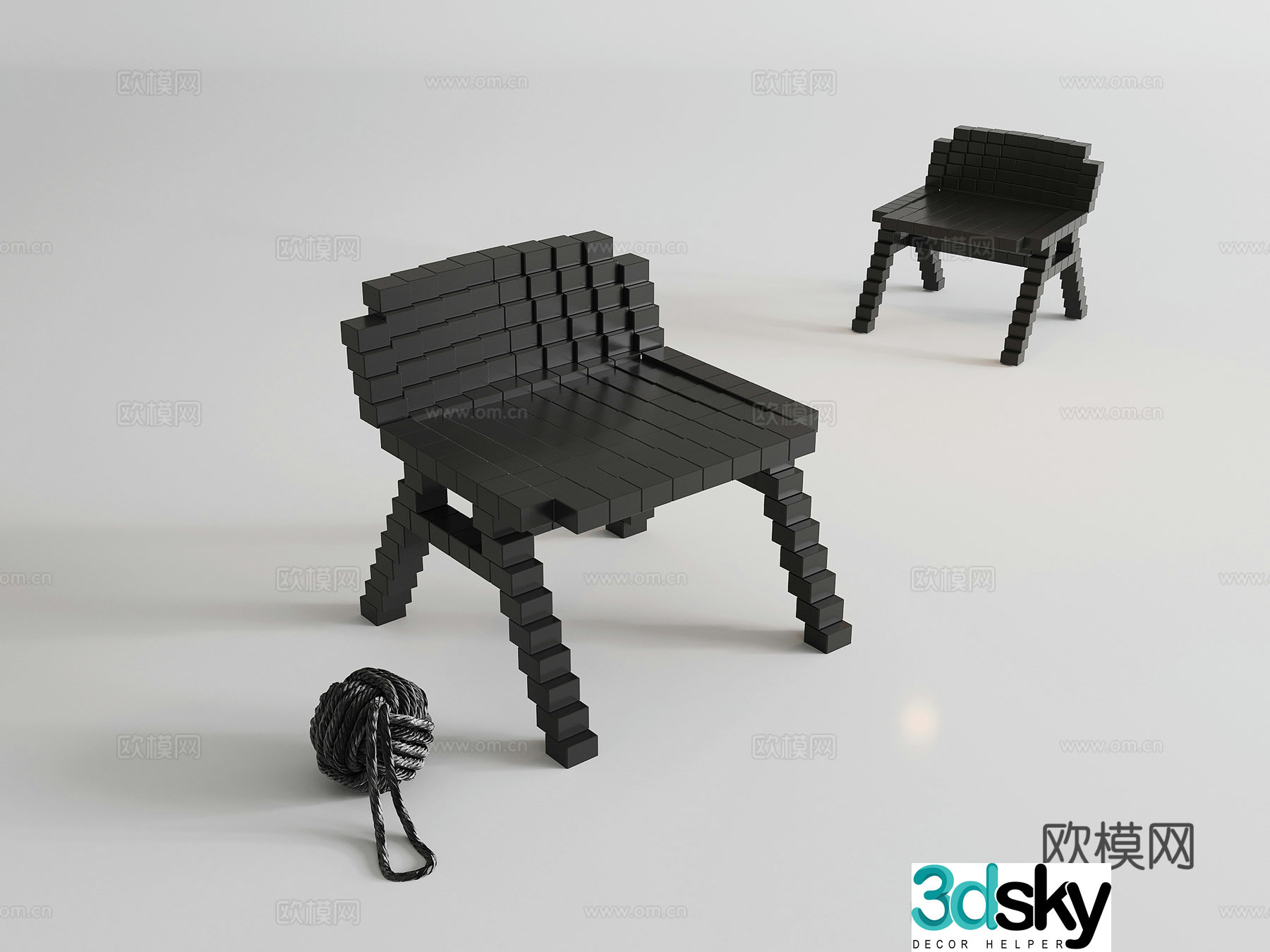 Modern casual chair single chair small stool 3d model