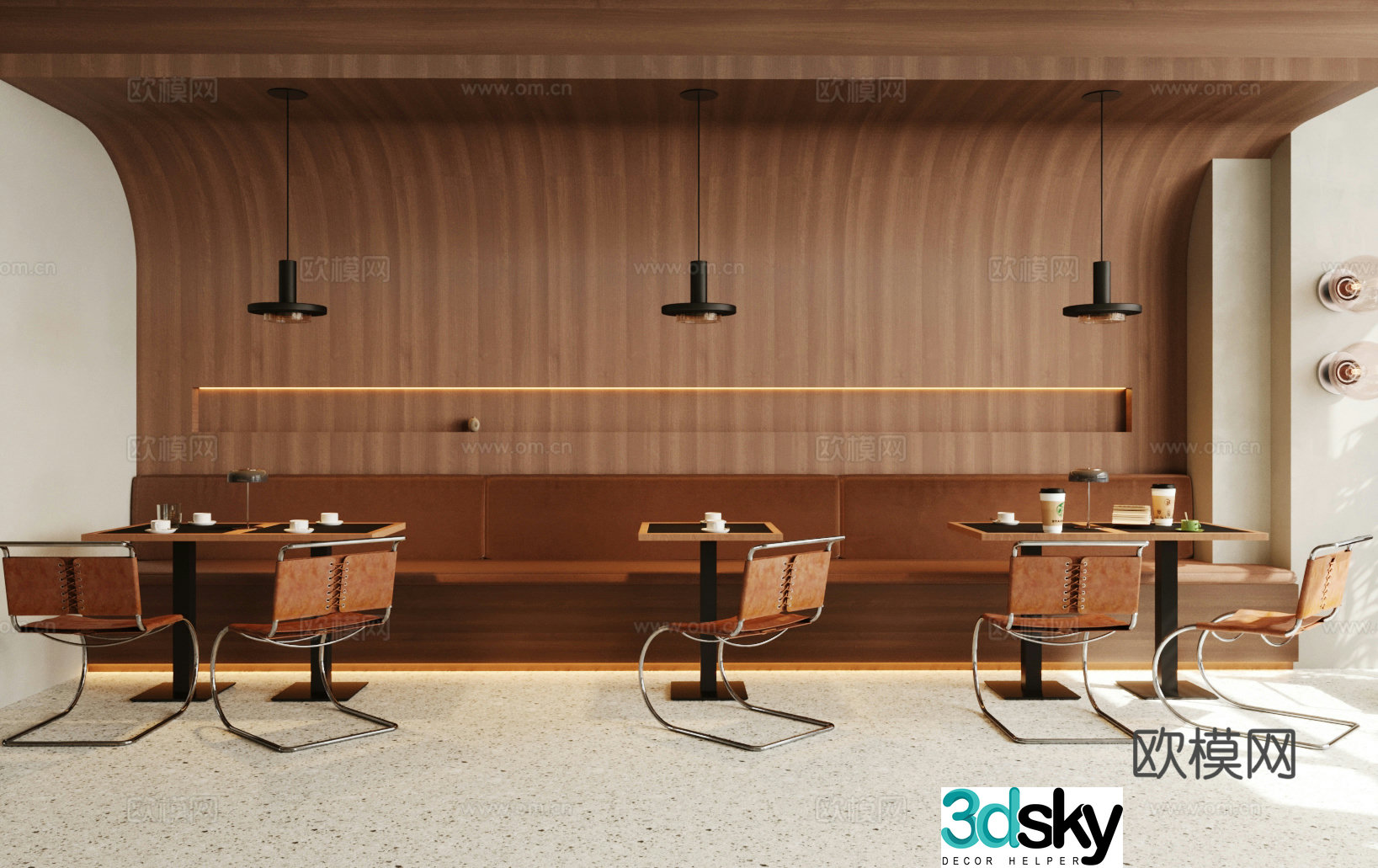 Log-Wind Cafe Box Cabinet Area Restaurant Box Cabinet Sofa Box Cabinet Area Box Cabinet Table and Chair 3D Model