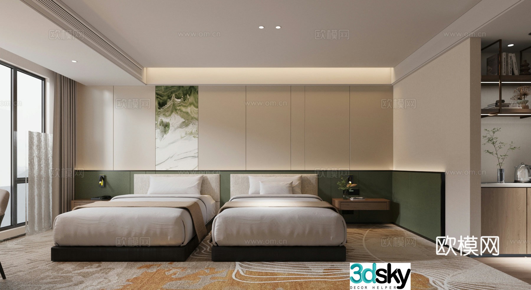 Wabisa Hotel Room Twin Room 3D Model