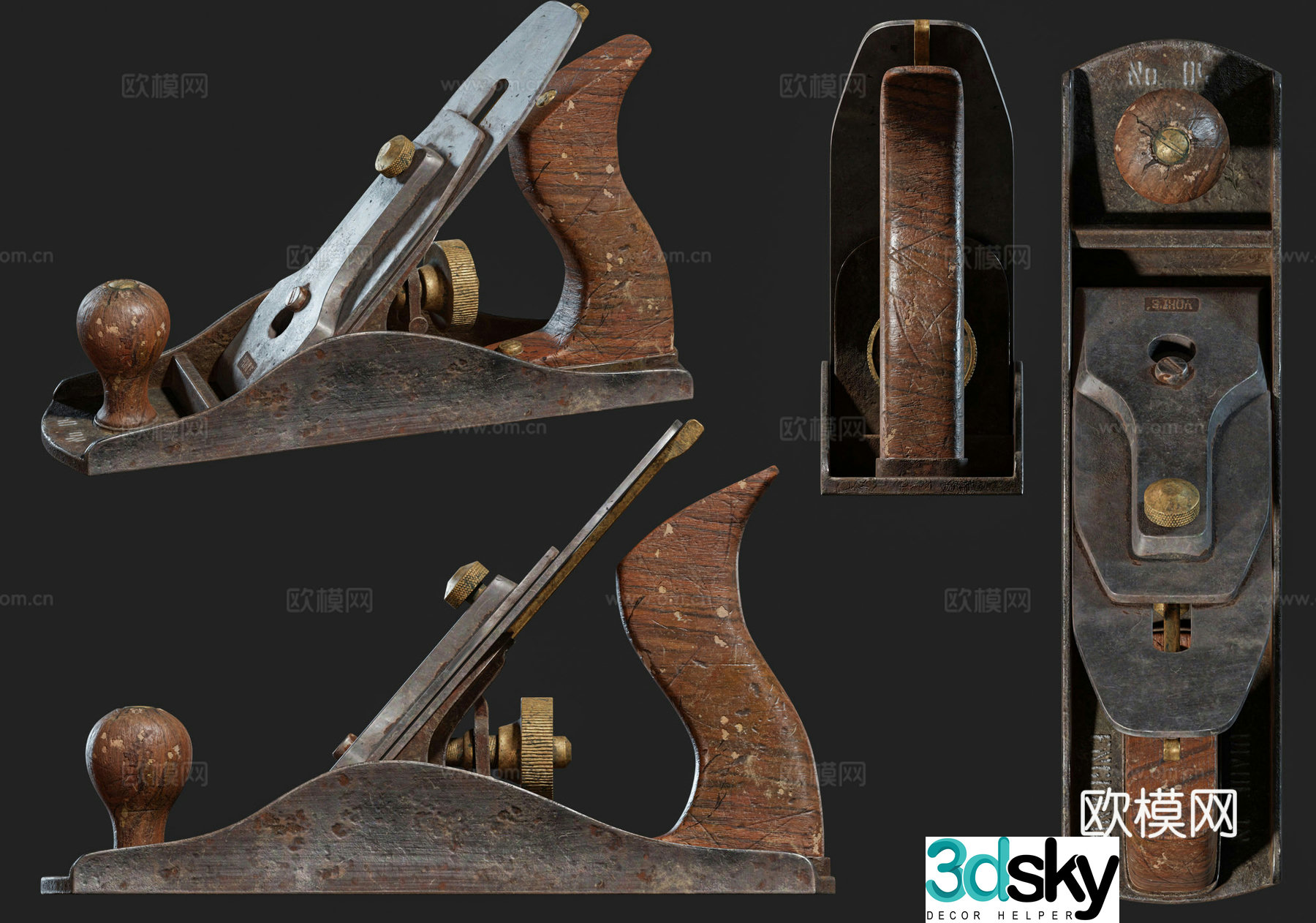 Modern carpenter plane tool handheld plane planer carpenter tool planer combination 3d model