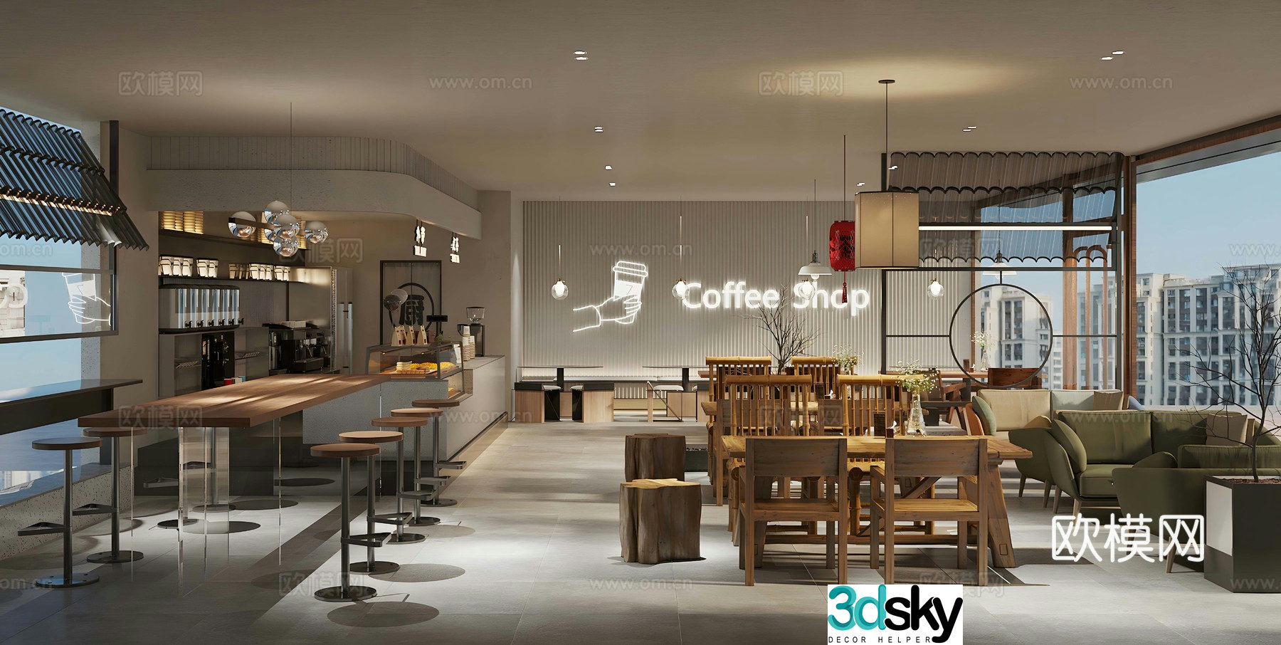 New Chinese milk tea shop cafe 3d model
