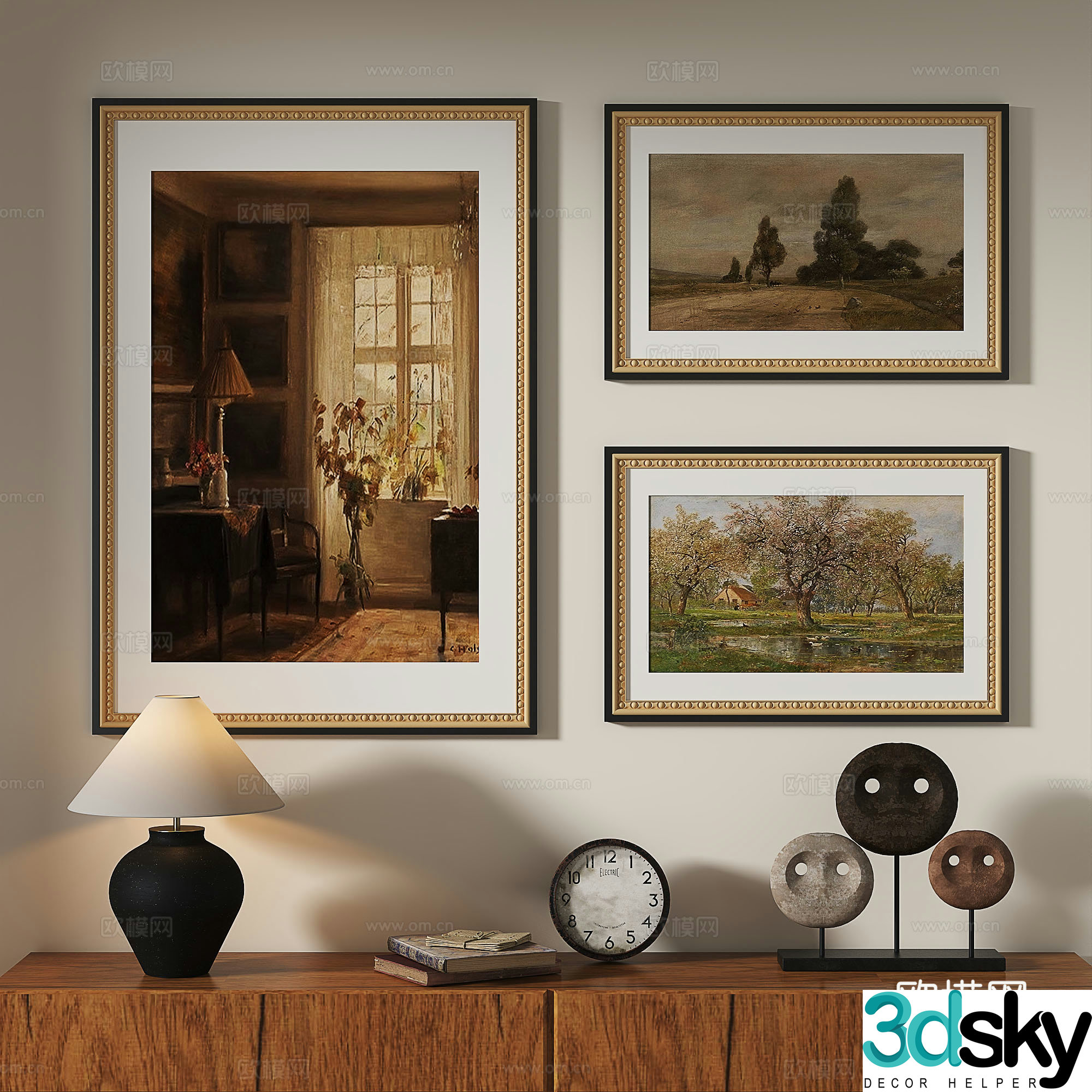 Modern French retro medieval decorative painting 3d model