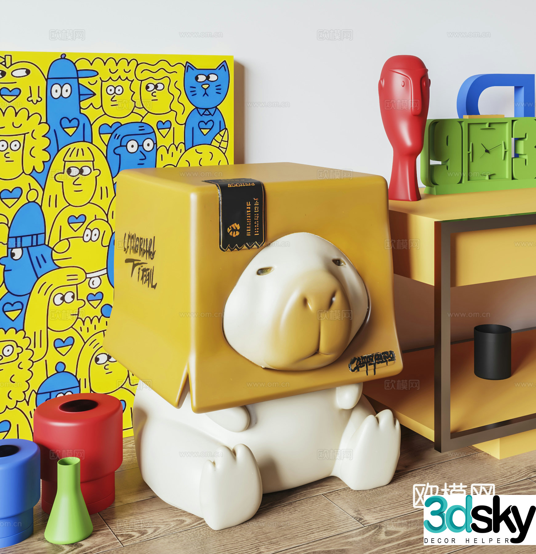 Modern cartoon shoe changing stool 3d model