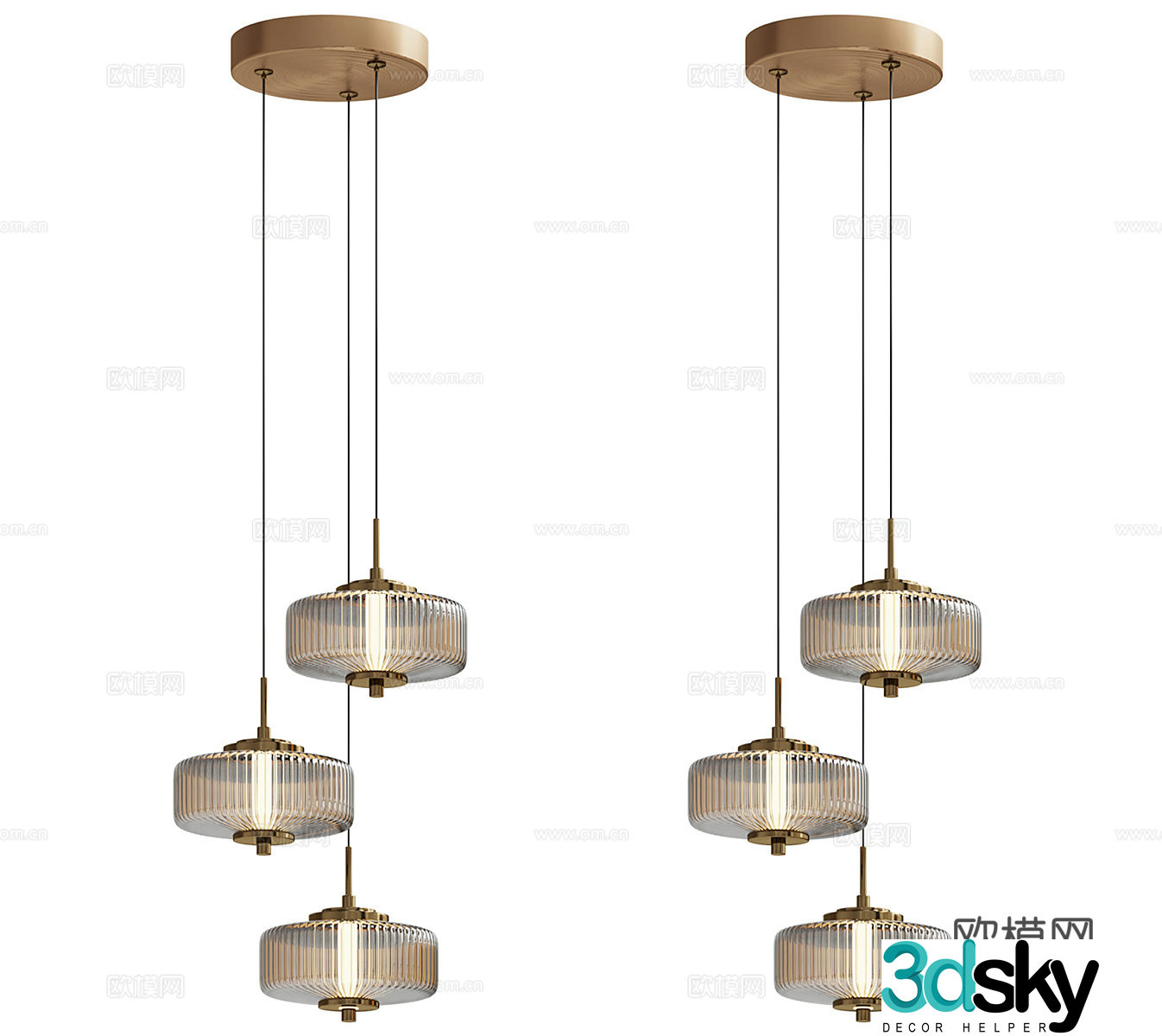 Light luxury chandeliers glass chandeliers bedside chandeliers restaurant chandeliers bedroom chandeliers bar chandeliers 3D model