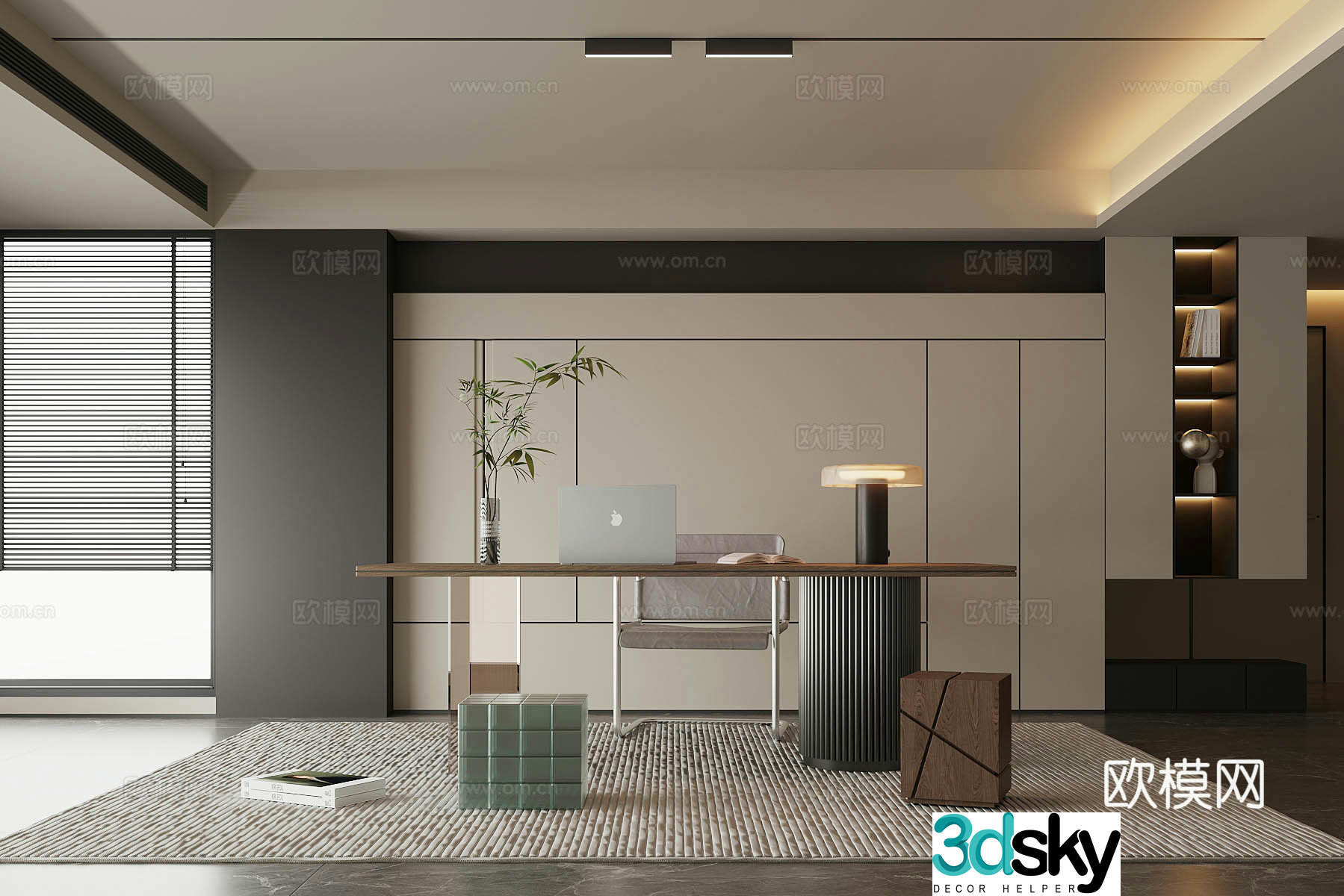 Modern home tea room tea tasting area office tea room villa tea room tea table and chair combination tea room 3D model