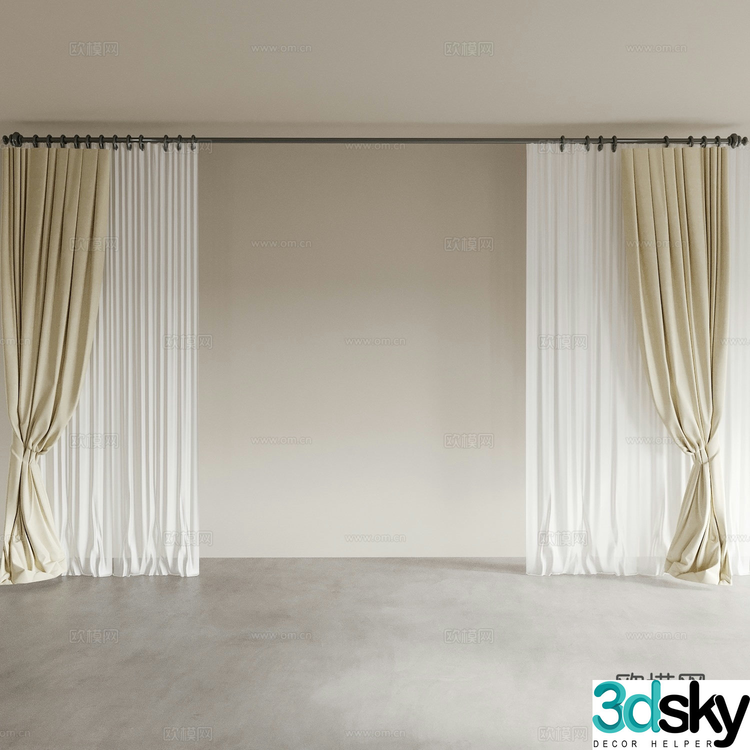 Curtains Roman curtains gauze curtains Living room curtains Bedroom curtains Study curtains 3D model