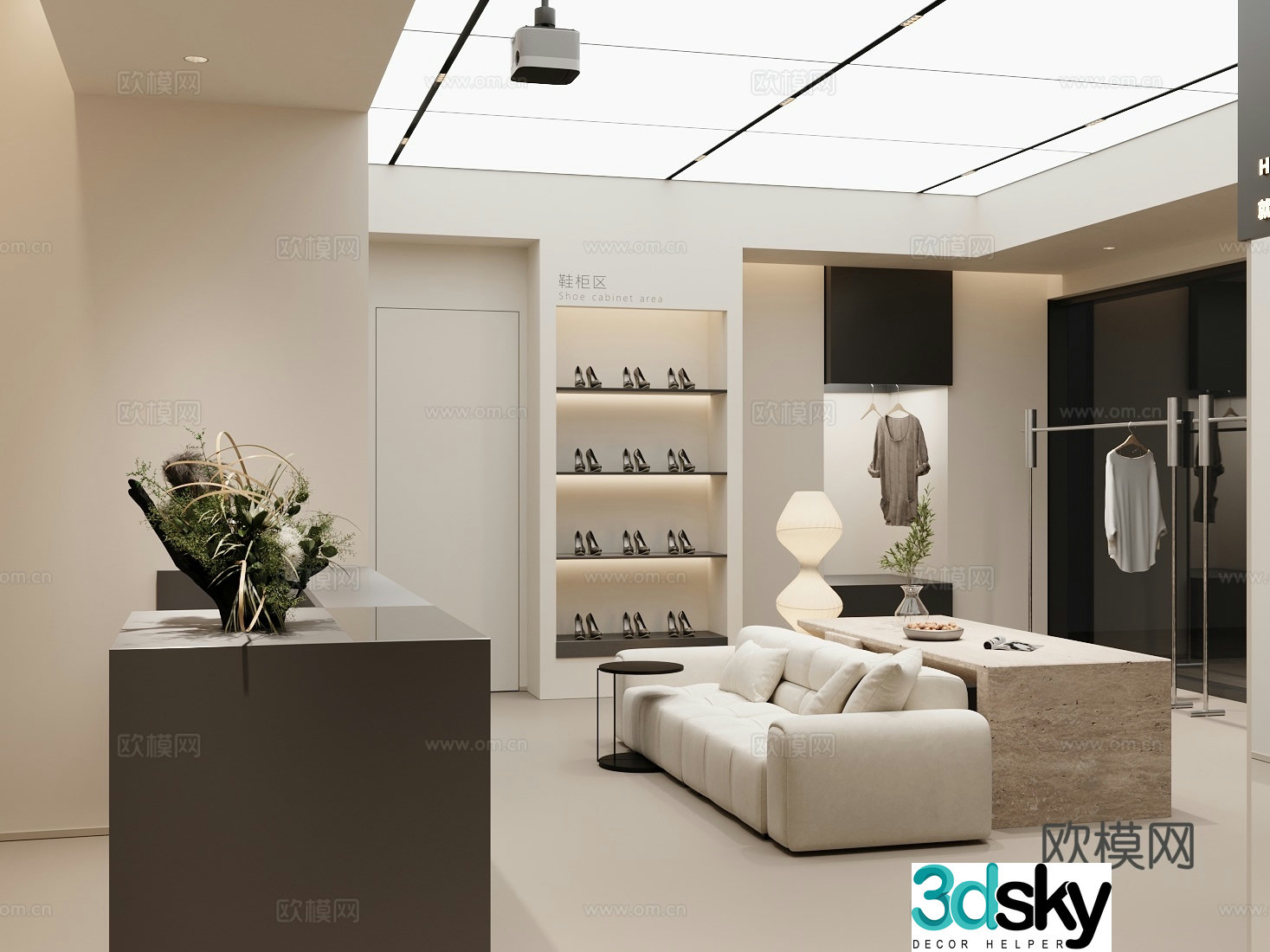 Modern clothing store 3d model