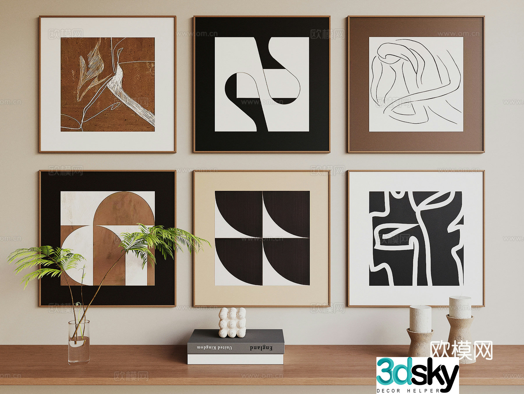 Modern abstract hanging painting 3d model