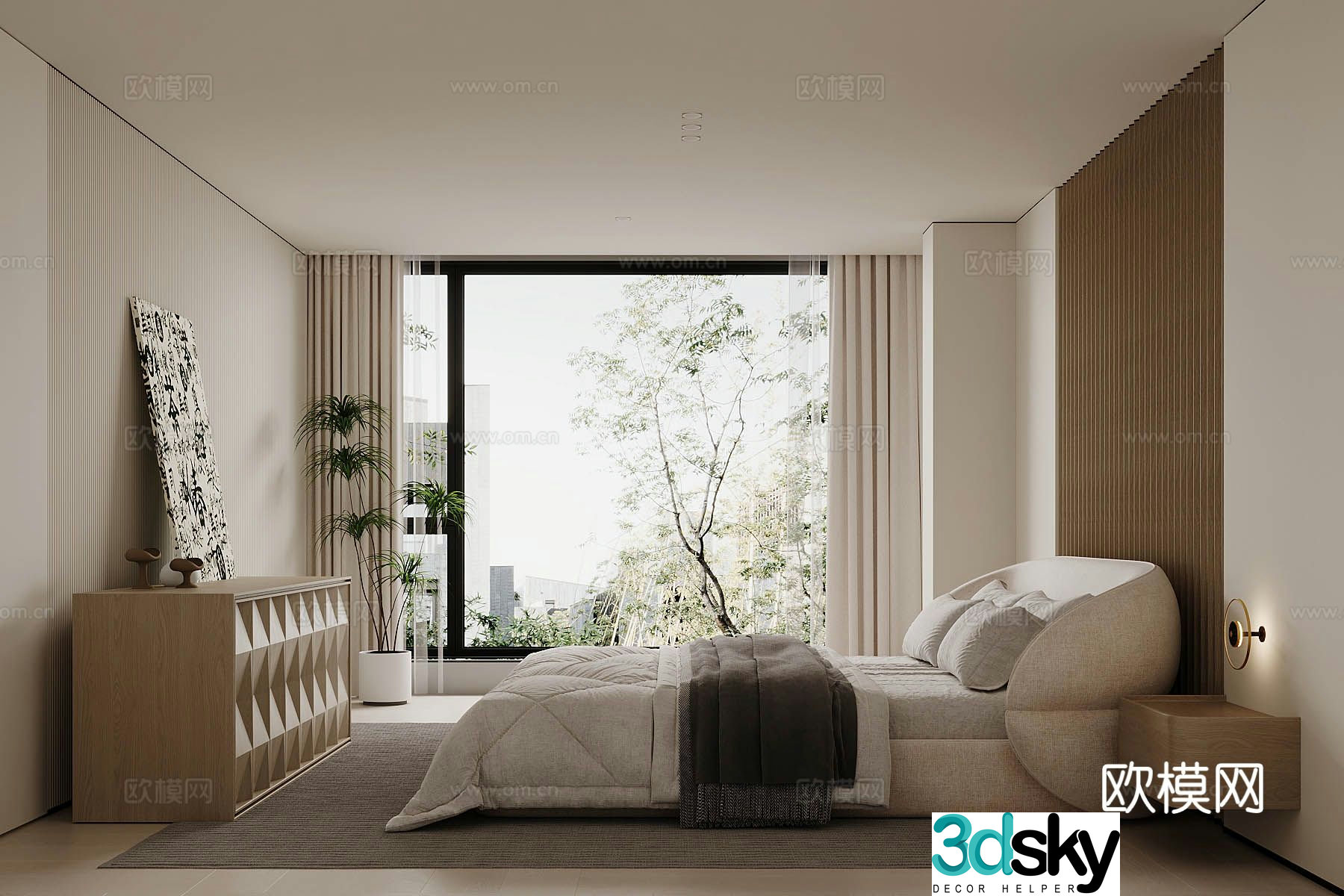 Middle style bedroom master bedroom 3D model