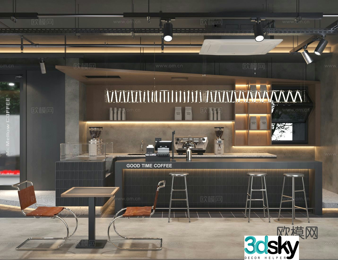 Industrial style coffee shop milk tea shop 3d model