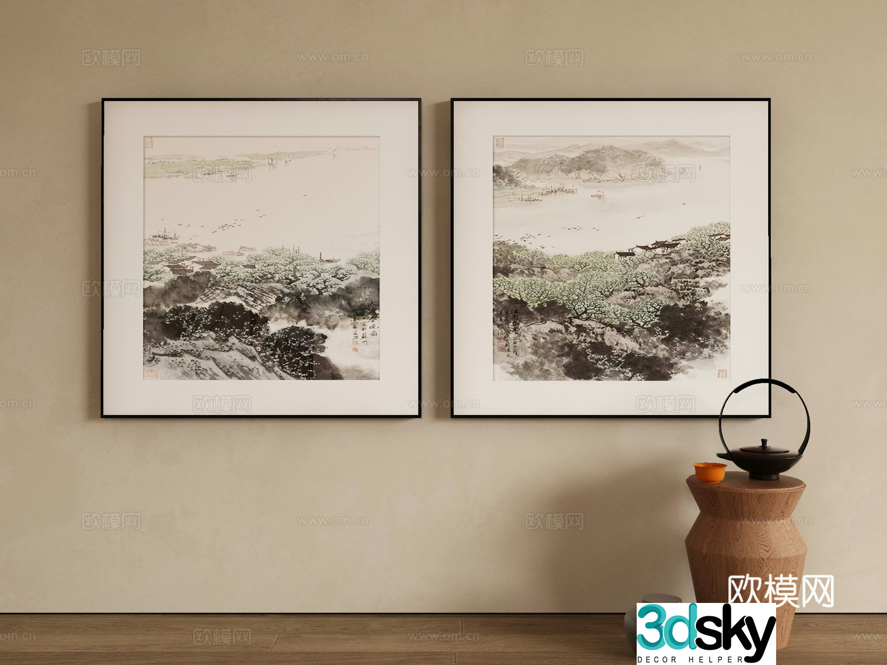 New Chinese style decorative painting 3D model