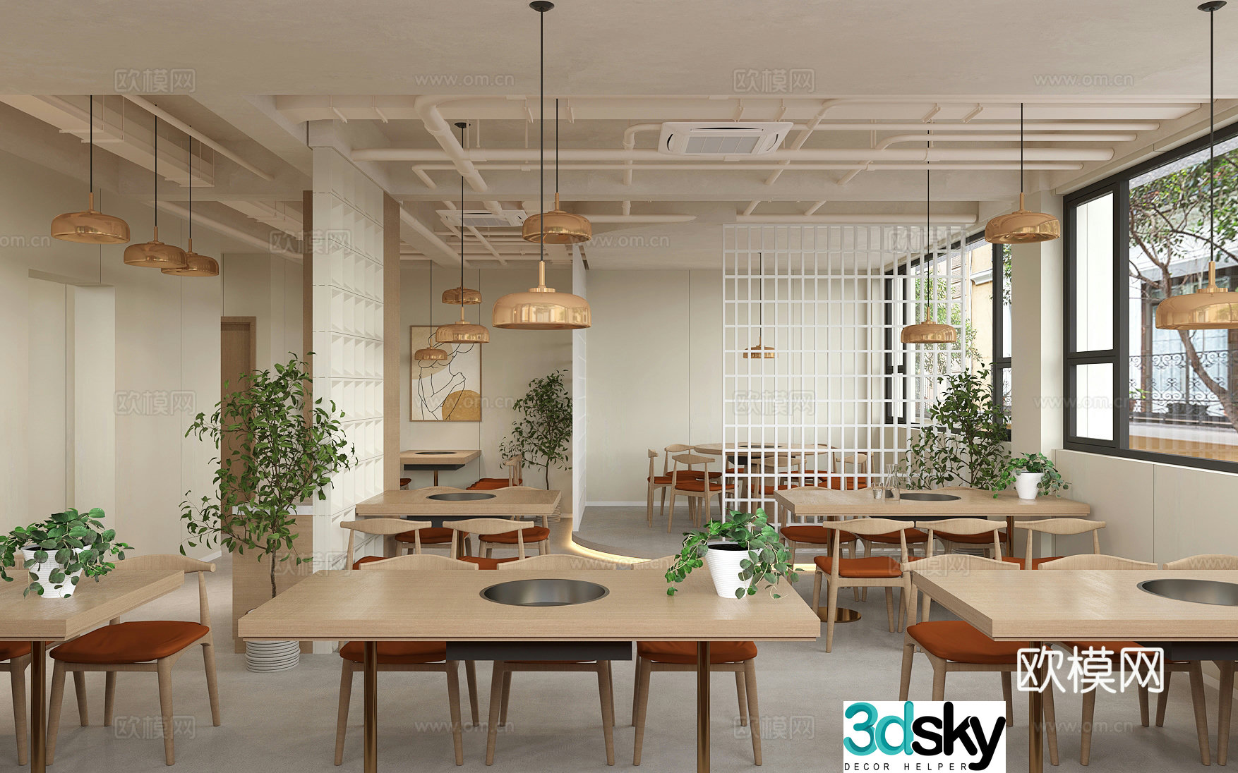 Modern hotpot restaurant Modern barbecue barbecue bar music restaurant bar bar skewers restaurant card area 3d model