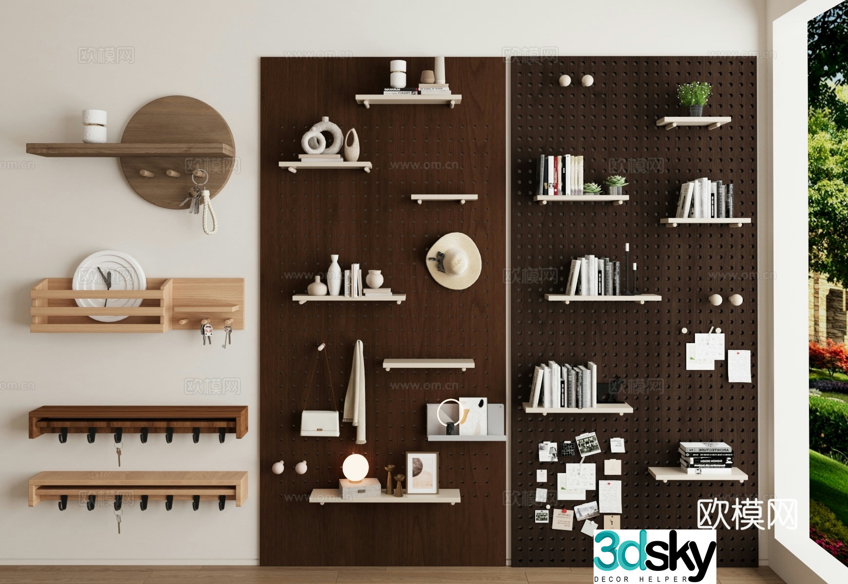 Modern pendant wall hole board 3D model