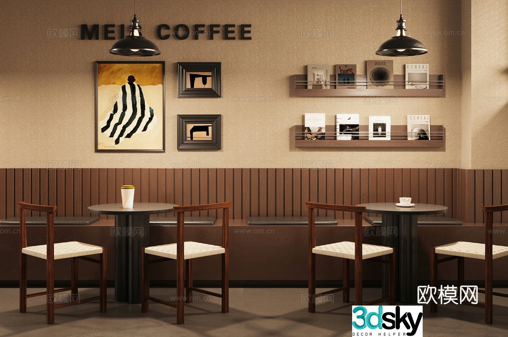 Wasabi Milk Tea Shop Dining Area 3D Model