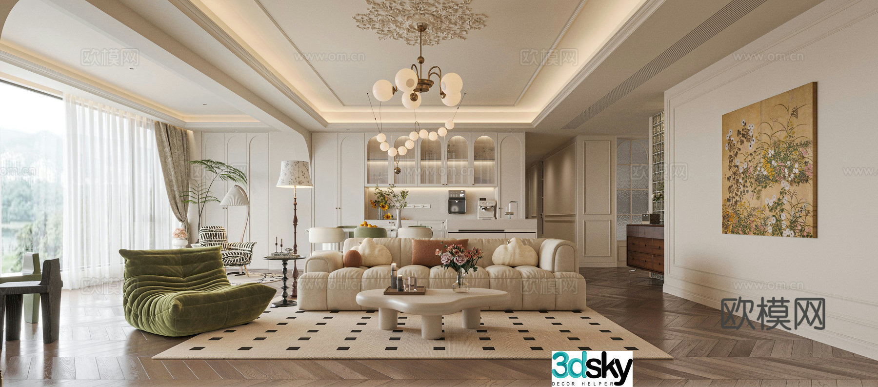 French living room 3d model