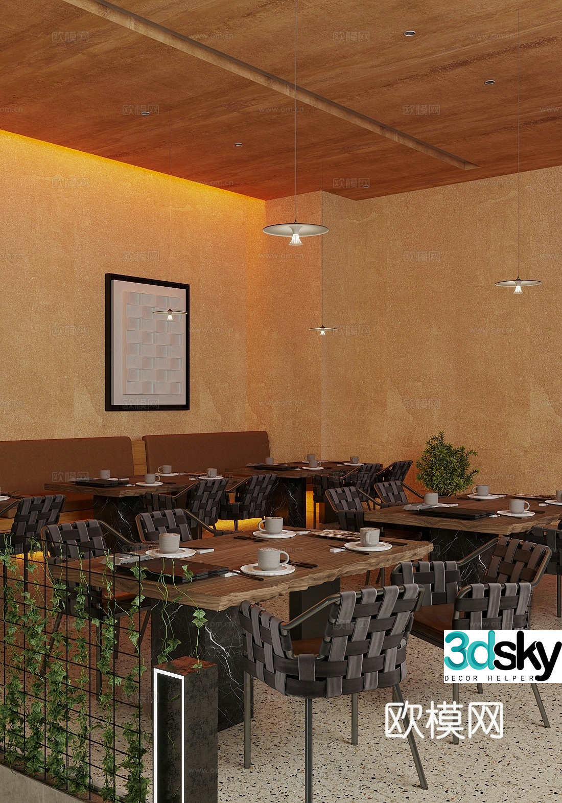 Industrial style western restaurant 3D model