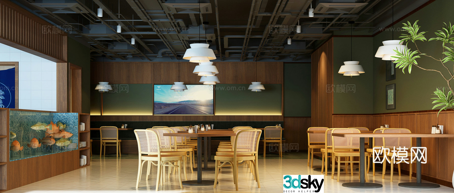 Modern restaurant Nordic restaurant Modern seafood restaurant Nordic restaurant 3d model