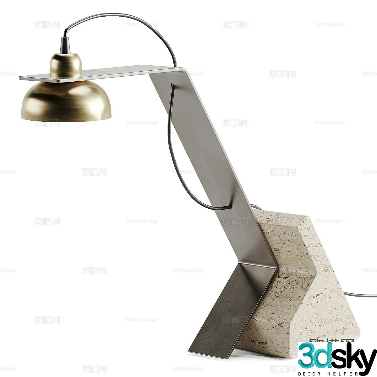 Pulse table lamp travertine 3d model