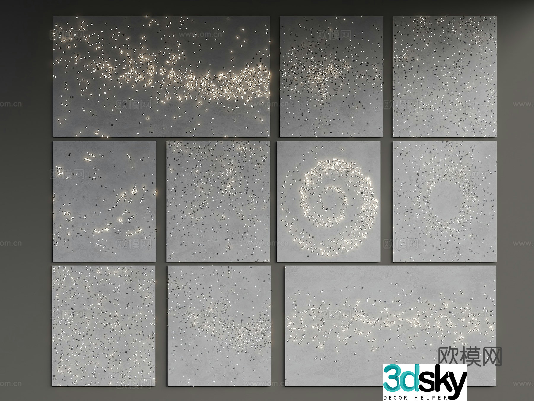 Modern translucent concrete luminous concrete background wall translucent cement wall translucent starry sky background wall 3d model