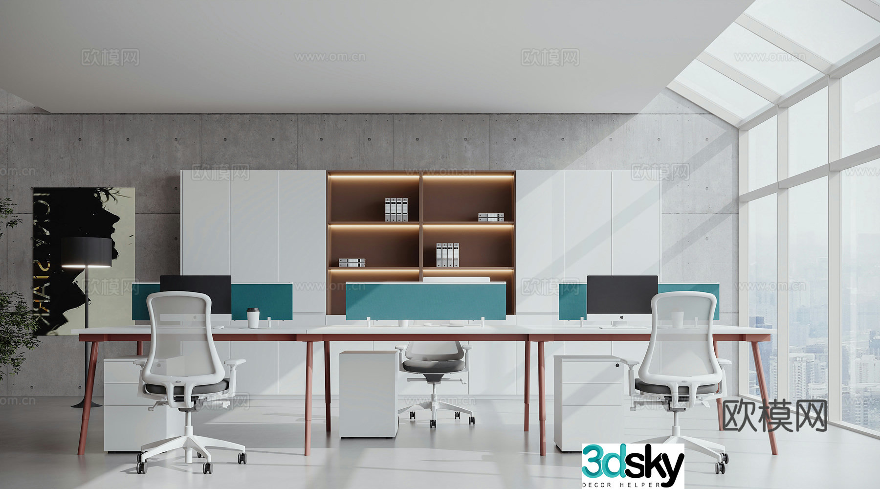 Modern open office area 3D model