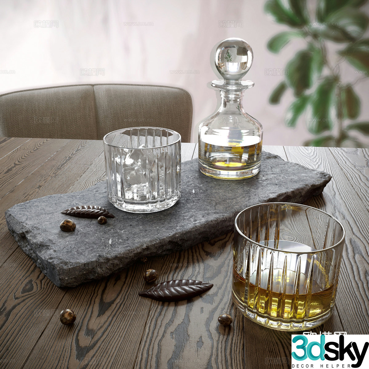 Wine glass foreign wine slate 3d model