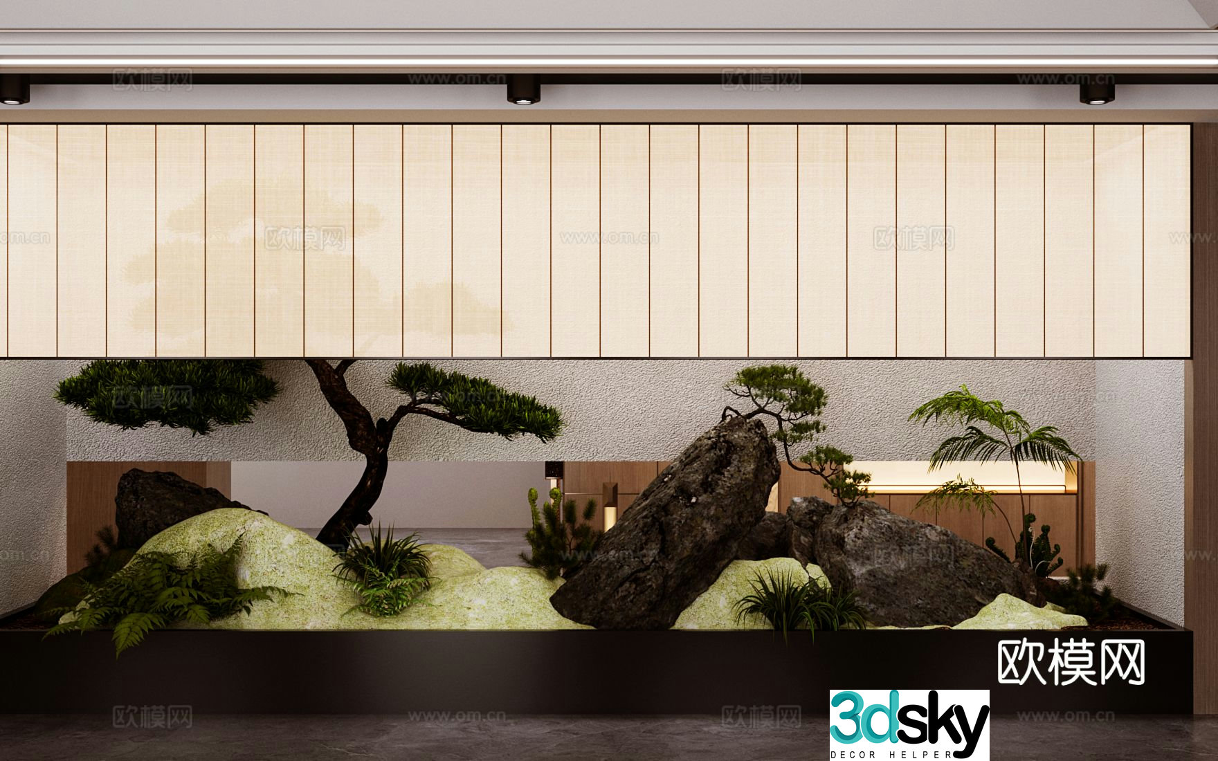 New Chinese Zen Pine Tree Landscape Sketch 3D Model