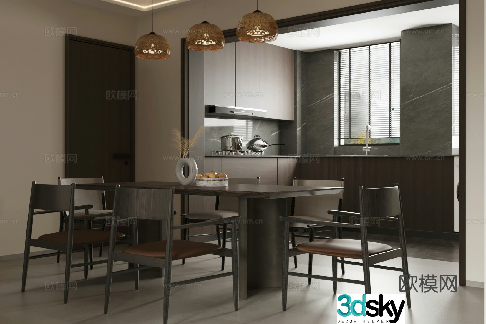 Medium vintage home restaurant Medium vintage restaurant Open restaurant Retro restaurant Dining chair 3d model