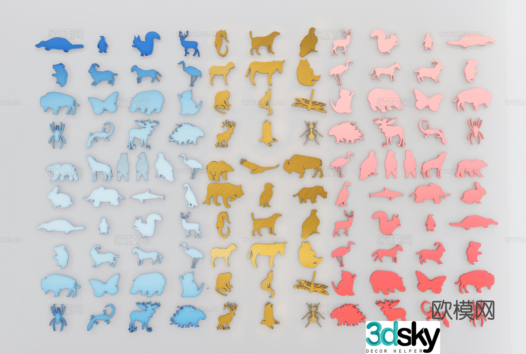 Modern animal stickers animal wall decoration pendants animal pattern icon animal logo carving bear logo 3d model