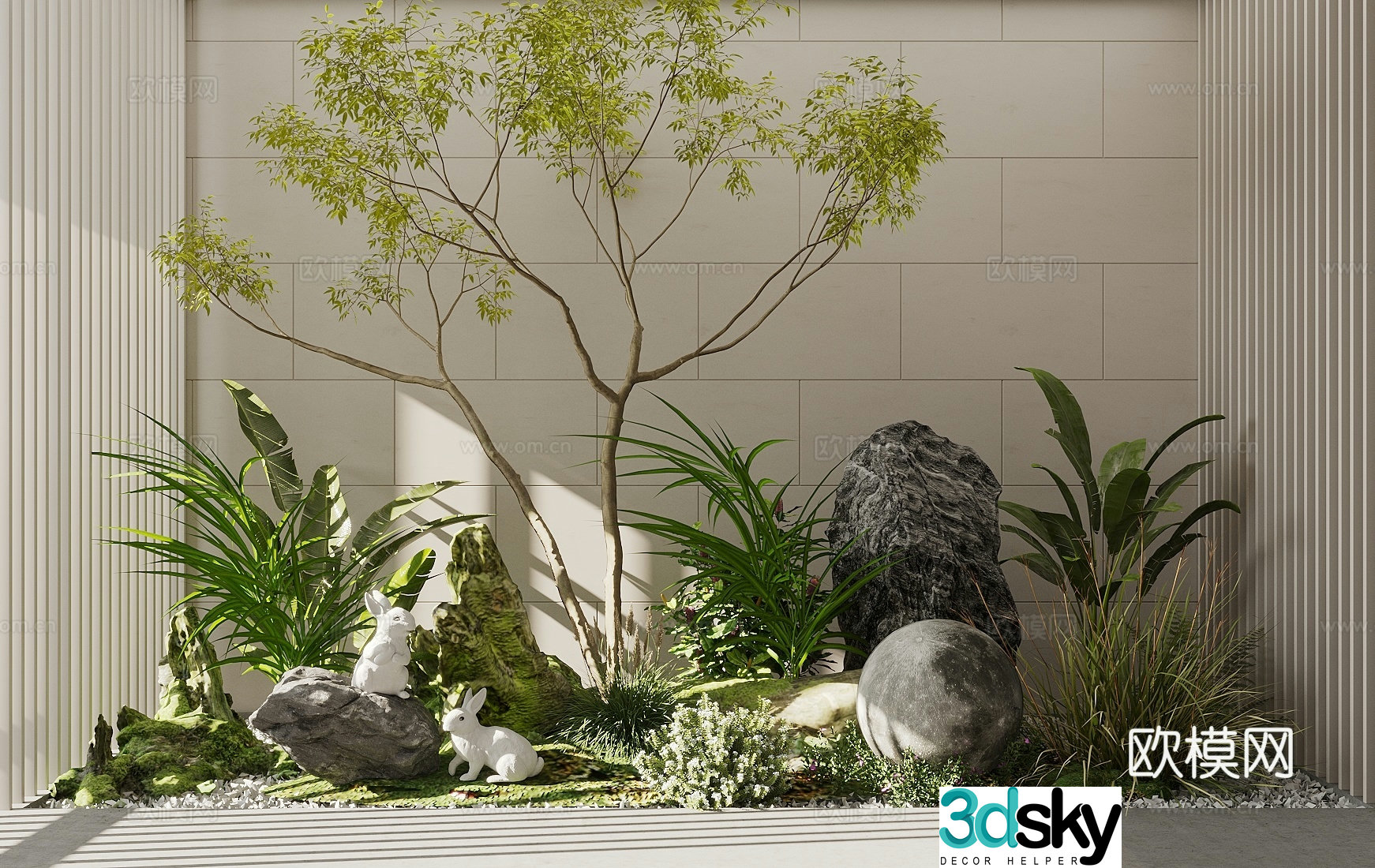 Landscape sketch Landscape sketch Rockery green plants 3D model