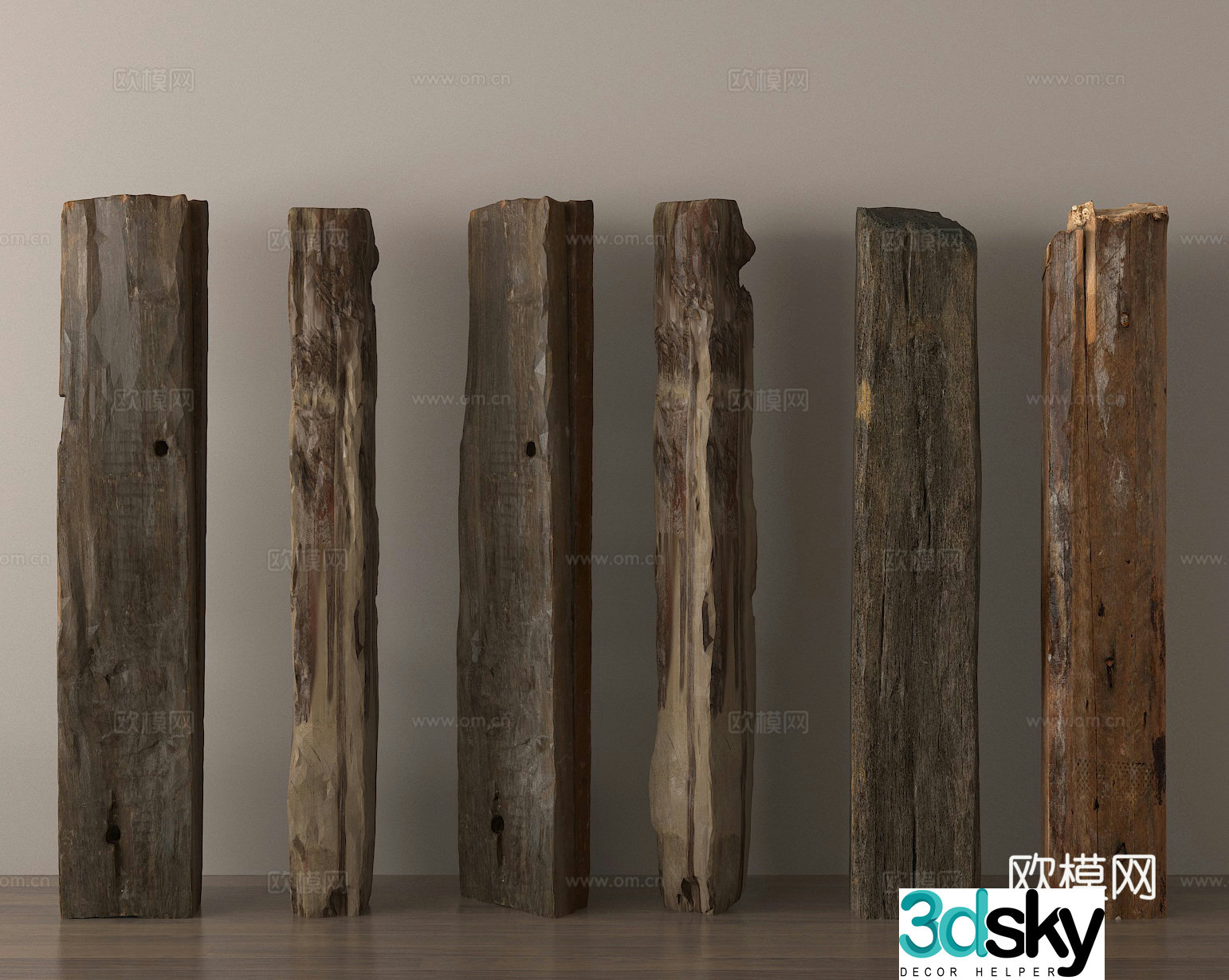 Wood B&B Wood Column Old Wood Wood Column Square Column 3D Model