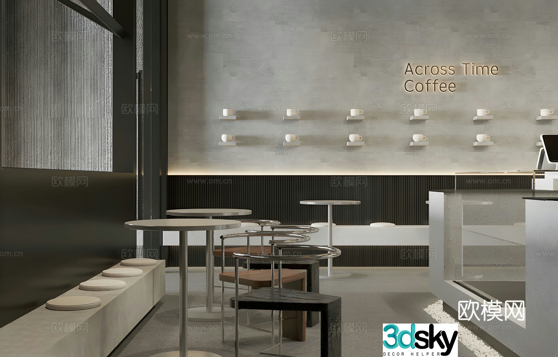 Industrial style cafe 3d model