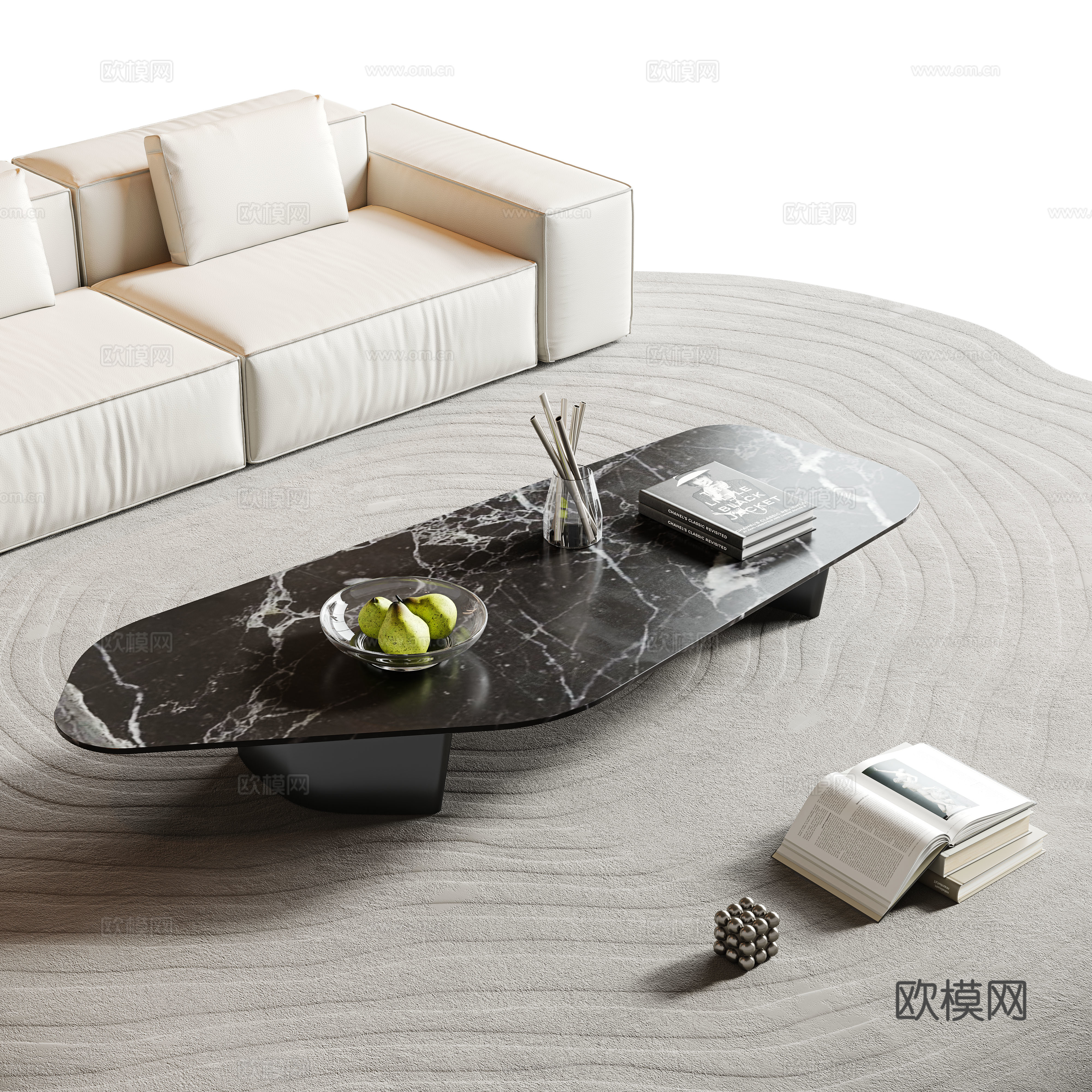 Marble coffee table Italian coffee table rock slab countertop special-shaped coffee table books jewelry ornaments 3D model