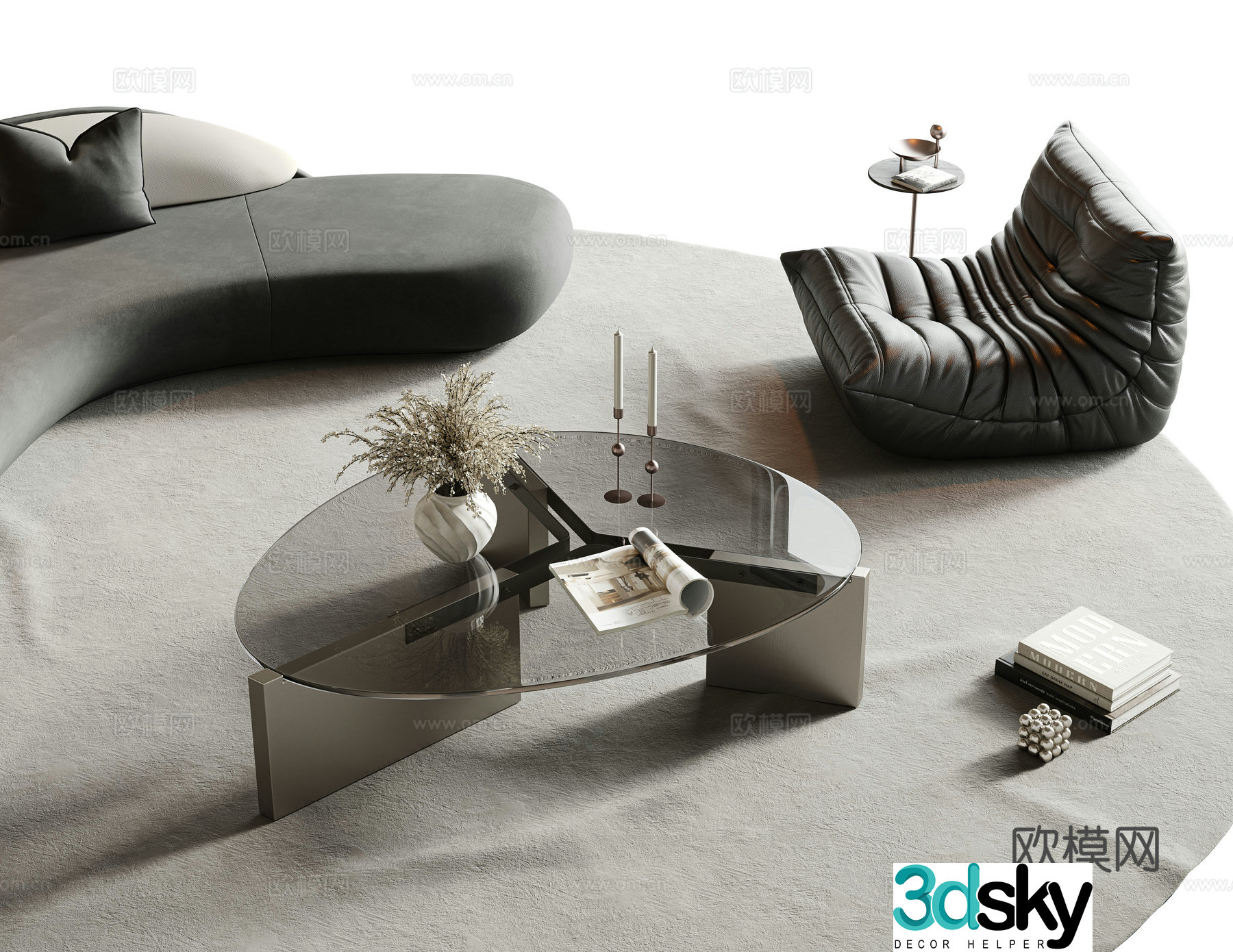 Modern minimalist tea table special-shaped tea table glass tea table metal tea table round tea table book 3d model