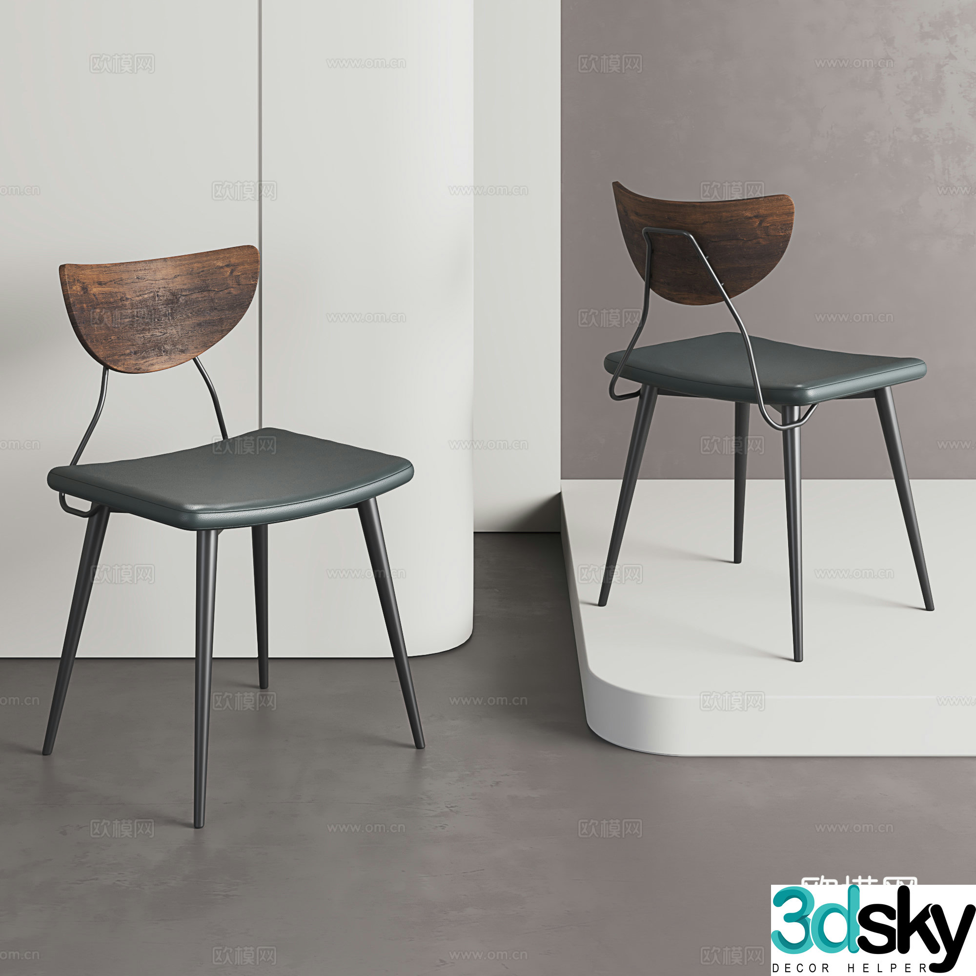Retro dining chair leisure chair light luxury dining chair cafe chair internet celebrity backrest desk and chair 3D model