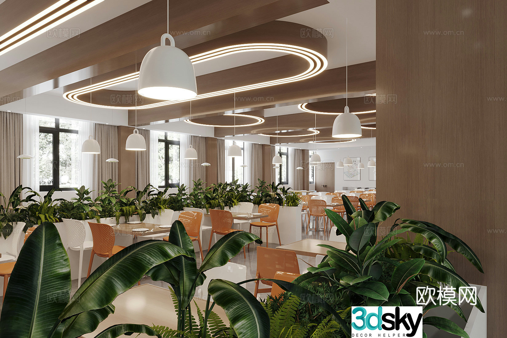Modern cafeteria company cafeteria canteen 3d model