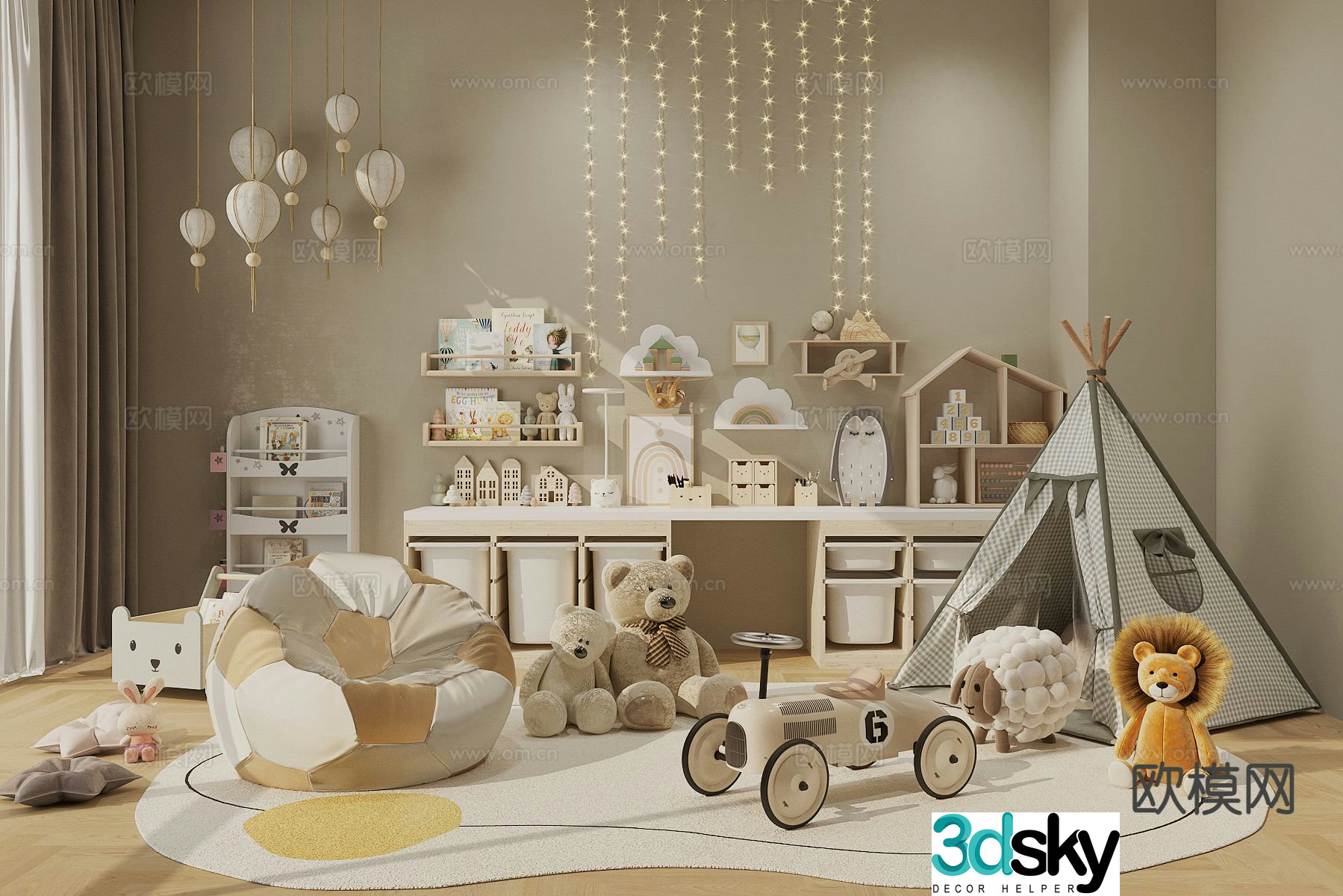 Modern children’s toys dolls tent 3d model