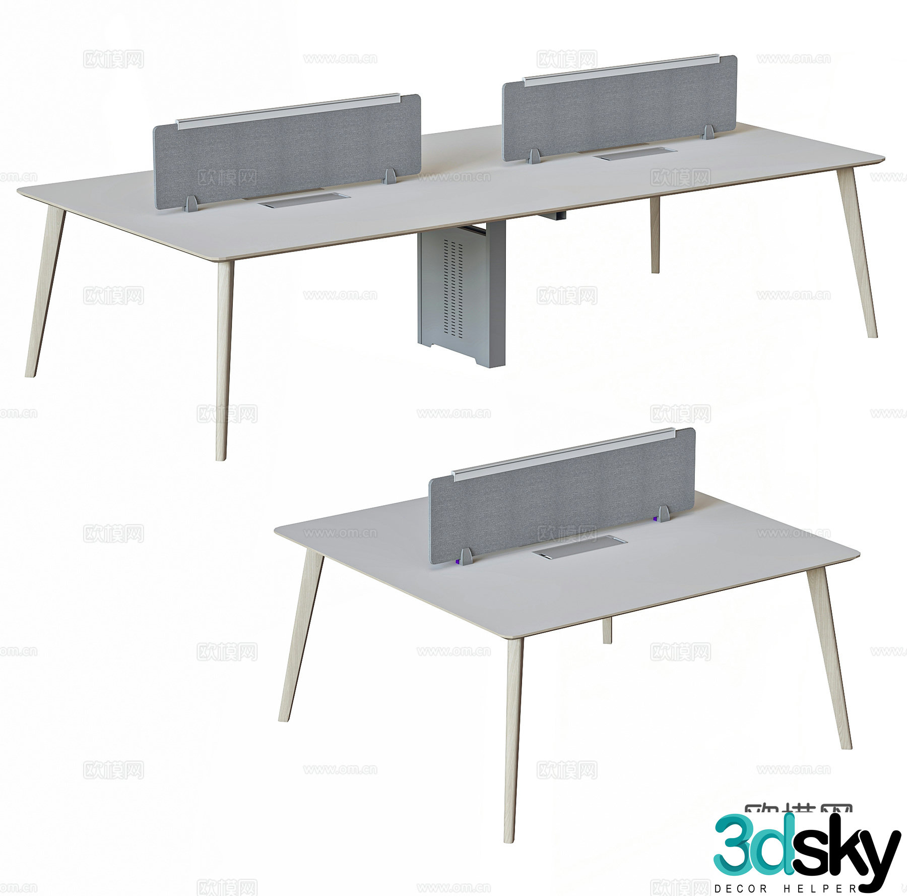 Modern office desk staff desk work station screen card office desk desk 3D model