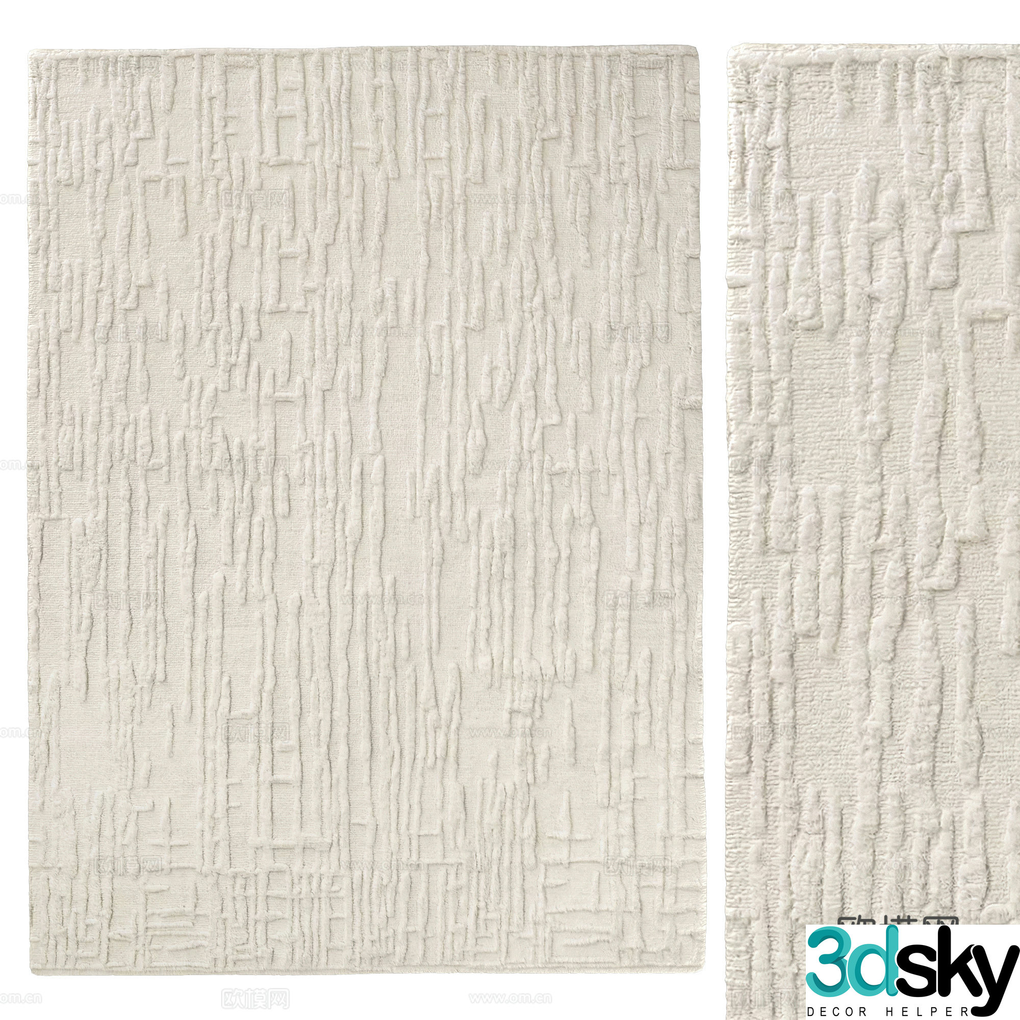 Modern Cream Style OLENA Wool Carpet 3D Model