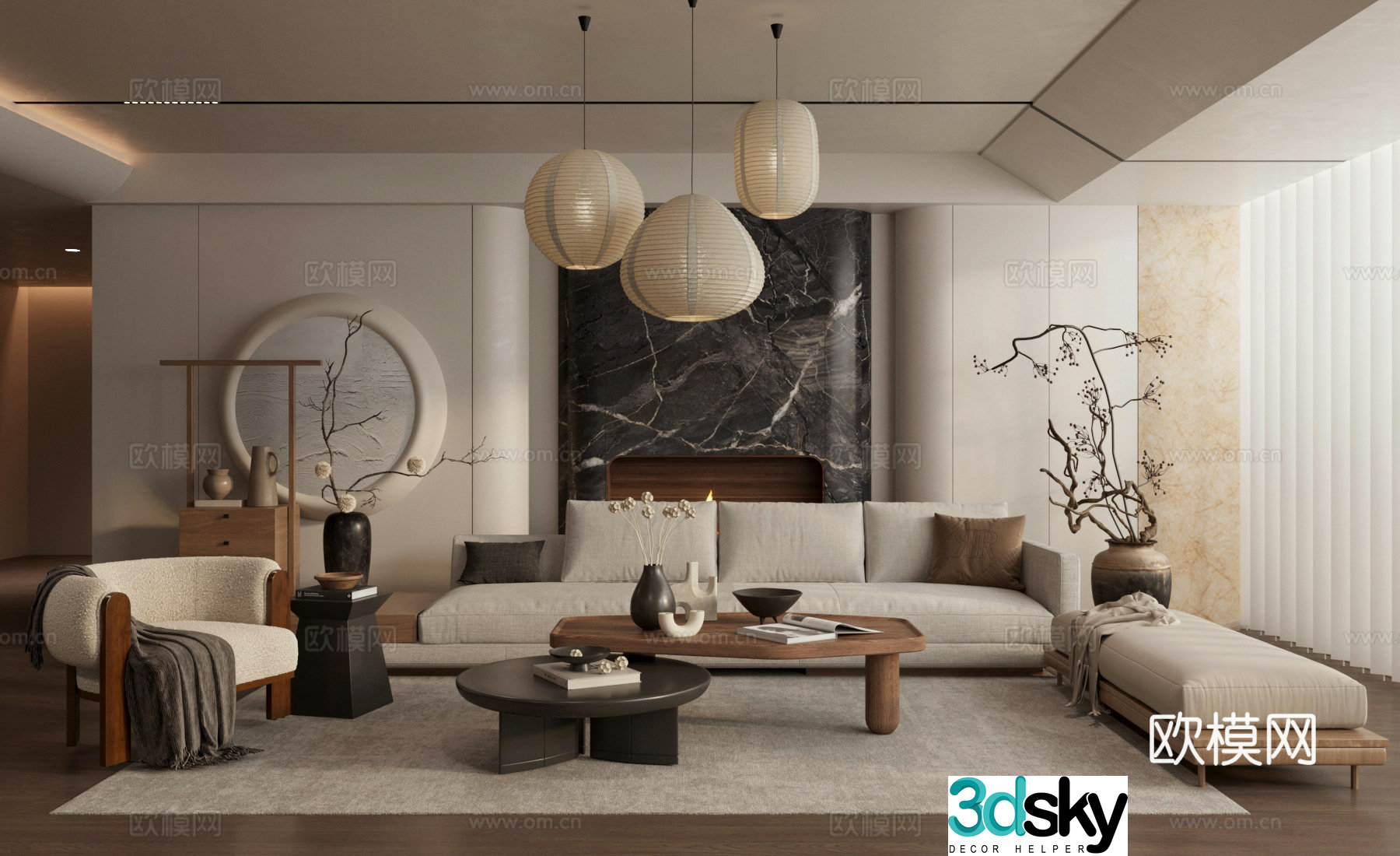 Wasabi living room sofa area 3D model