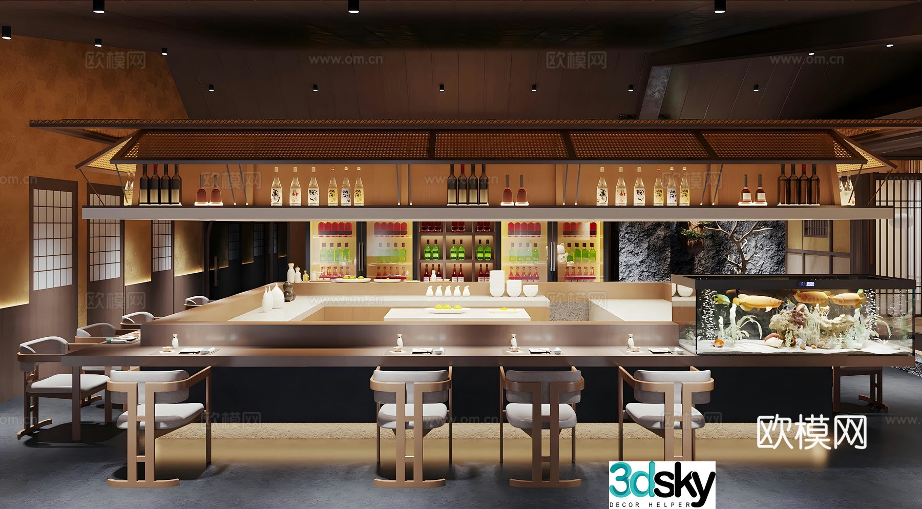 New Medium-style Nikkei Restaurant Sushi Restaurant Izakaya 3D Model