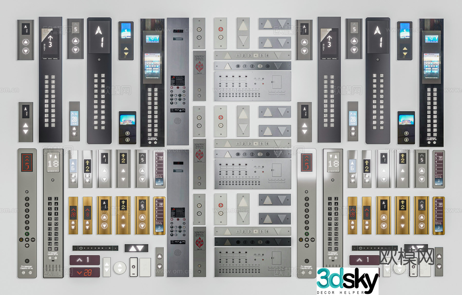 Modern elevator buttons elevator switches elevator operation panel buttons elevator buttons elevator buttons elevator 3d model