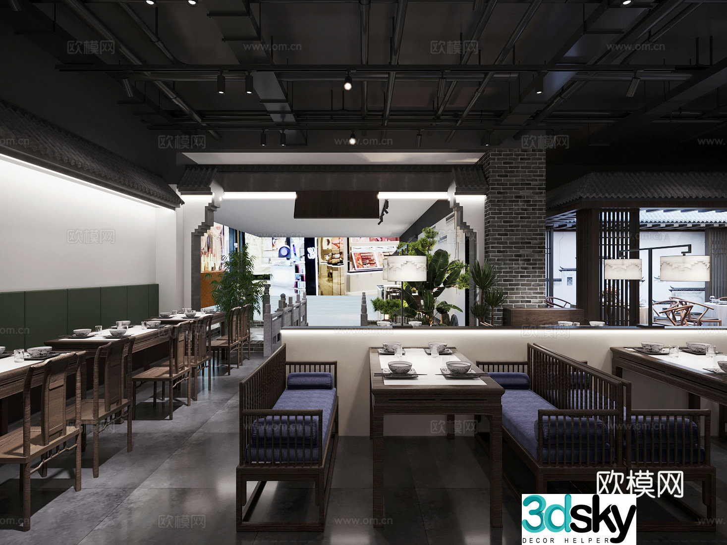 Chinese restaurant morning tea shop 3d model