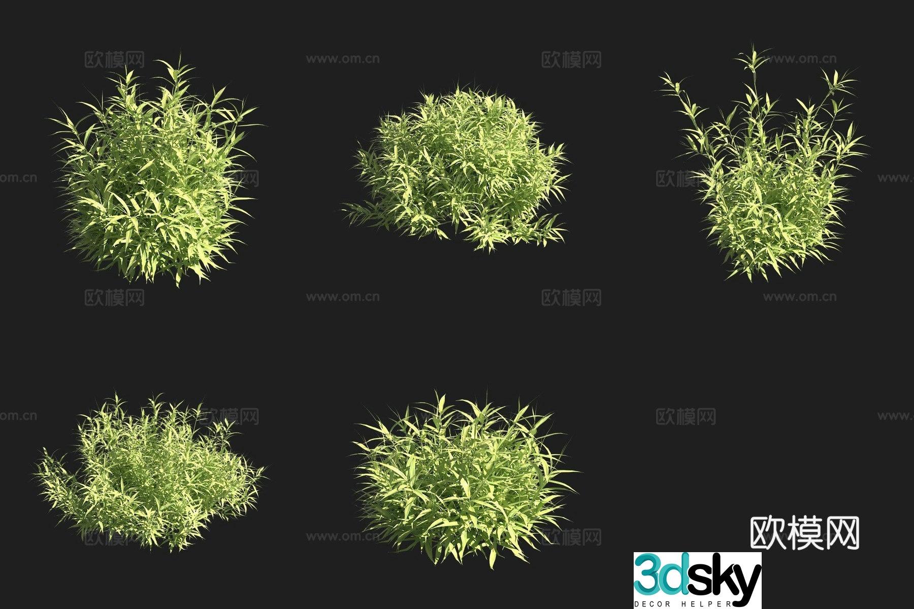 3D model of golden inlaid bamboo bamboo shrub